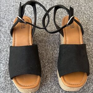 a.n.a Black Espadrille Ankle Strap Shoes